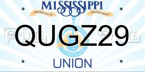 QUGZ29 Mississippi License Plate