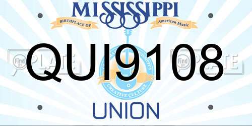 QUI9108 Mississippi License Plate