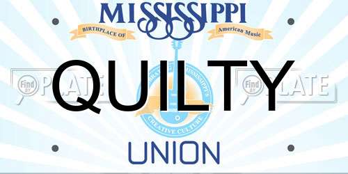 QUILTY Mississippi License Plate