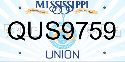 QUS9759 Mississippi License Plate