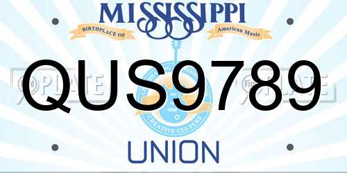 QUS9789 Mississippi License Plate
