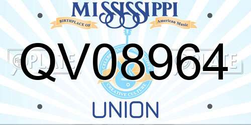 QV08964 Mississippi License Plate