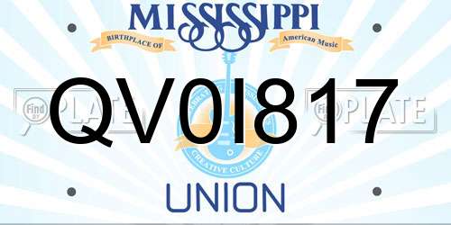 QV0I817 Mississippi License Plate