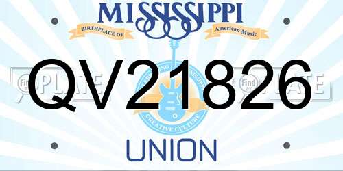 QV21826 Mississippi License Plate