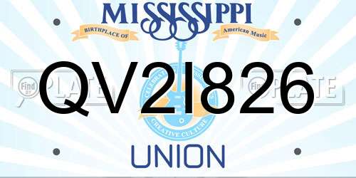 QV2I826 Mississippi License Plate