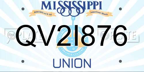 QV2I876 Mississippi License Plate
