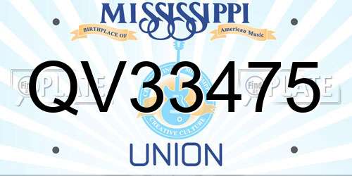 QV33475 Mississippi License Plate