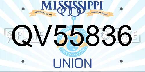 QV55836 Mississippi License Plate