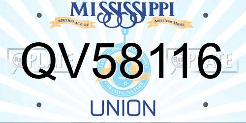 QV58116 Mississippi License Plate