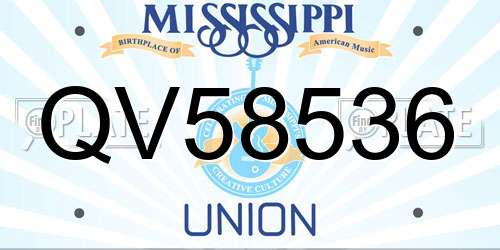 QV58536 Mississippi License Plate