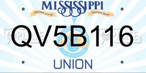 QV5B116 Mississippi License Plate
