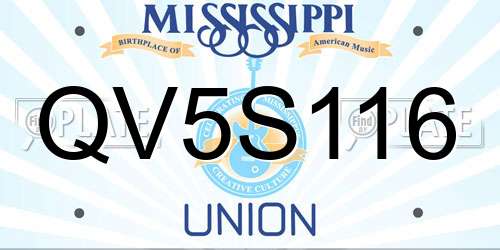 QV5S116 Mississippi License Plate
