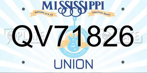QV71826 Mississippi License Plate