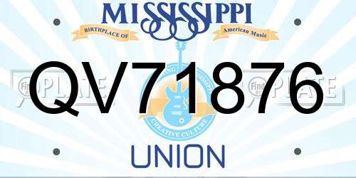 QV71876 Mississippi License Plate