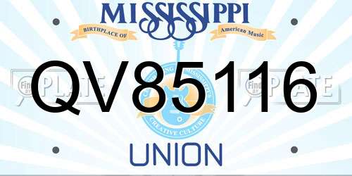 QV85116 Mississippi License Plate