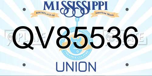 QV85536 Mississippi License Plate