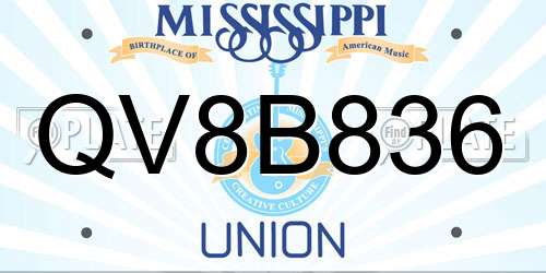 QV8B836 Mississippi License Plate