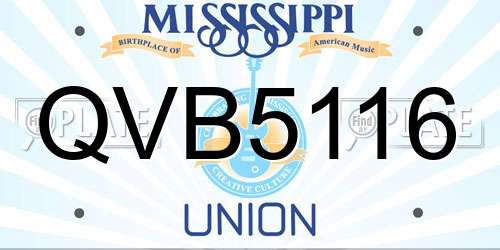 QVB5116 Mississippi License Plate
