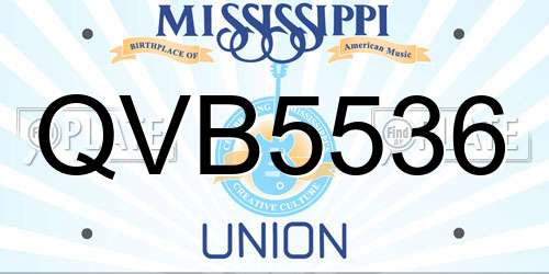 QVB5536 Mississippi License Plate
