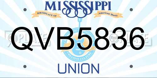 QVB5836 Mississippi License Plate