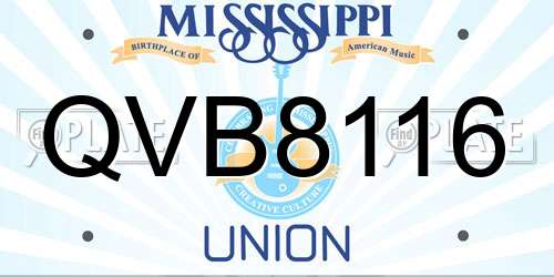 QVB8116 Mississippi License Plate