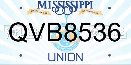 QVB8536 Mississippi License Plate