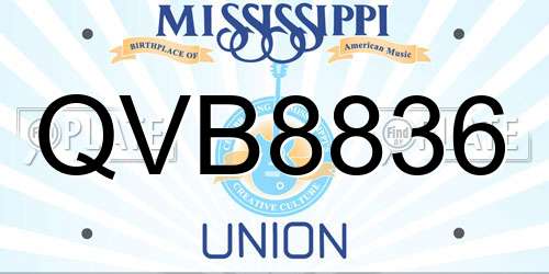 QVB8836 Mississippi License Plate