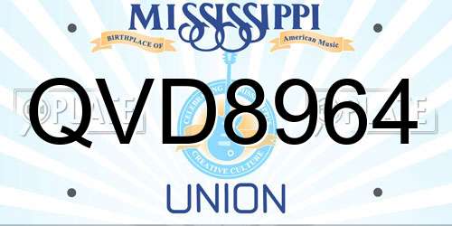 QVD8964 Mississippi License Plate