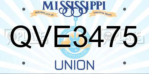 QVE3475 Mississippi License Plate