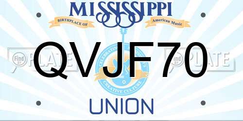 QVJF70 Mississippi License Plate
