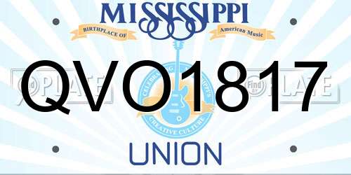 QVO1817 Mississippi License Plate
