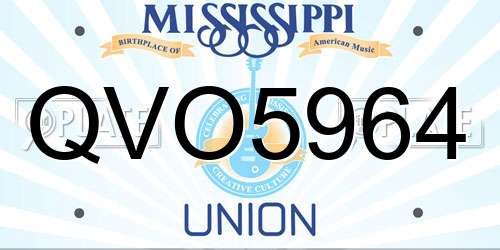 QVO5964 Mississippi License Plate