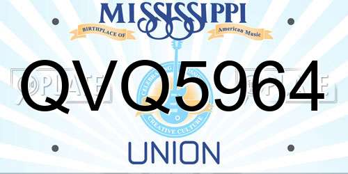 QVQ5964 Mississippi License Plate