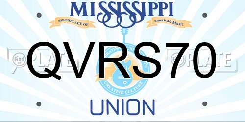 QVRS70 Mississippi License Plate