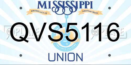 QVS5116 Mississippi License Plate