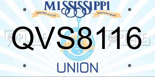 QVS8116 Mississippi License Plate