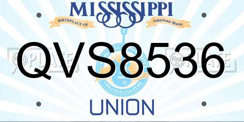 QVS8536 Mississippi License Plate
