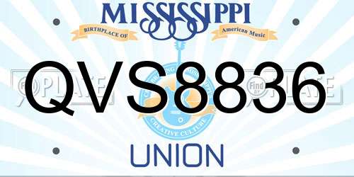 QVS8836 Mississippi License Plate