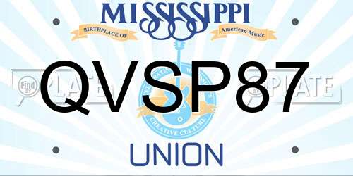 QVSP87 Mississippi License Plate