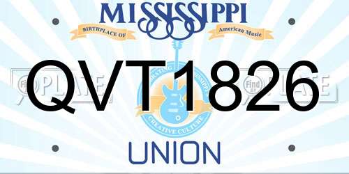 QVT1826 Mississippi License Plate