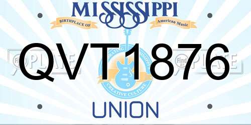 QVT1876 Mississippi License Plate
