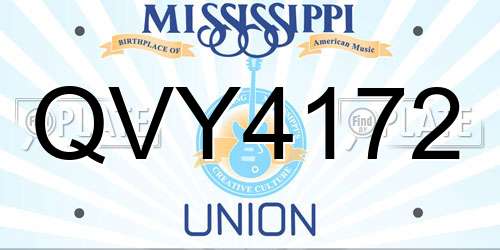 QVY4172 Mississippi License Plate