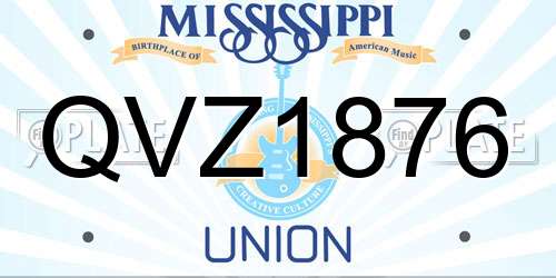 QVZ1876 Mississippi License Plate