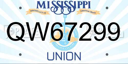 QW67299 Mississippi License Plate