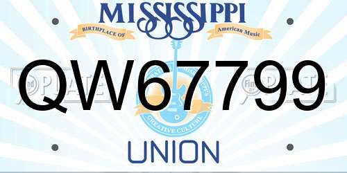 QW67799 Mississippi License Plate