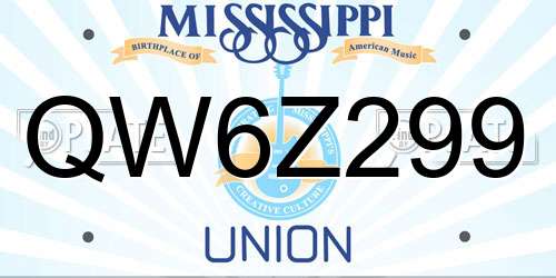 QW6Z299 Mississippi License Plate