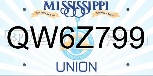 QW6Z799 Mississippi License Plate