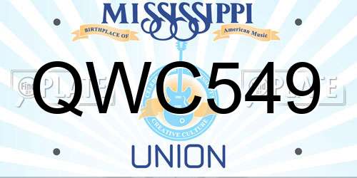QWC549 Mississippi License Plate