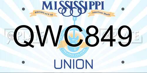 QWC849 Mississippi License Plate