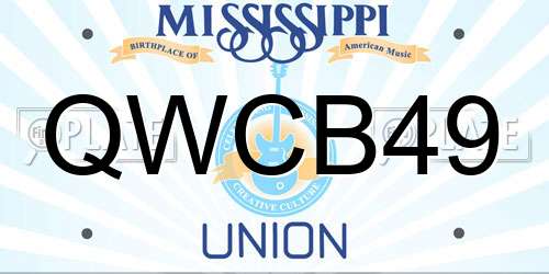QWCB49 Mississippi License Plate